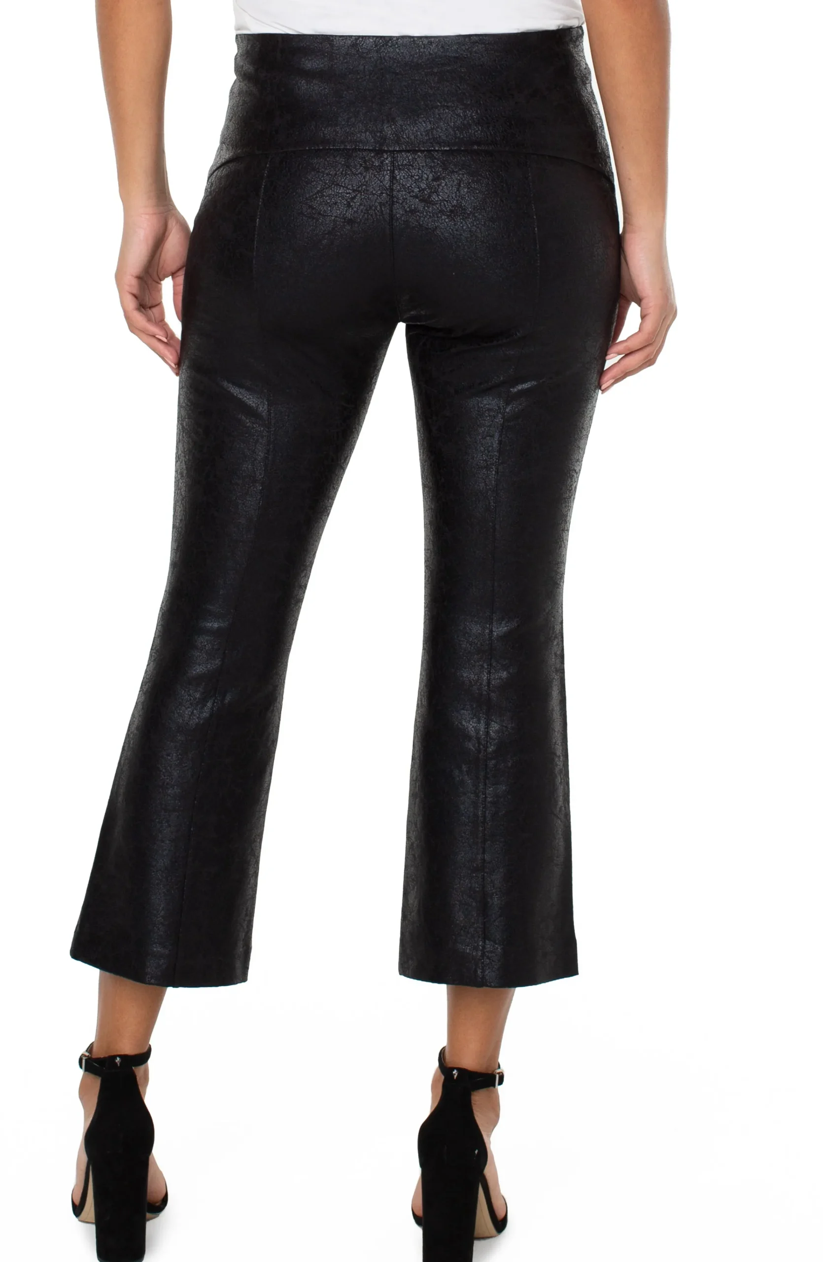 Liverpool Los Angeles Pants-PETITE STELLA KICK FLARE WITH WELT POCKETS Blackcracklecoated
