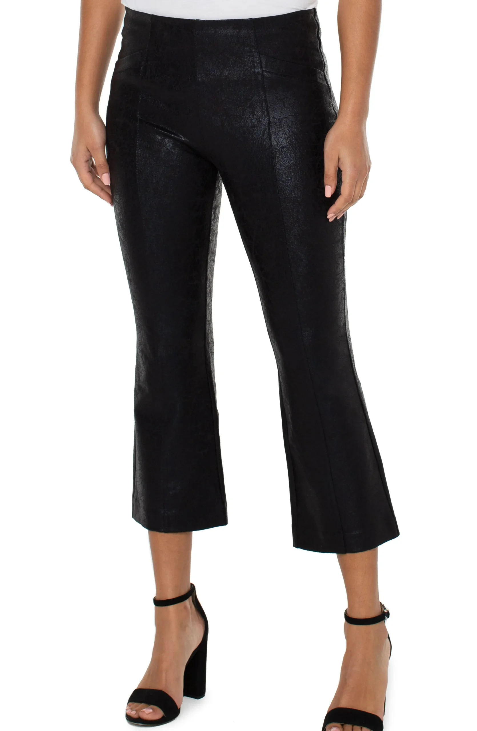 Liverpool Los Angeles Pants-PETITE STELLA KICK FLARE WITH WELT POCKETS Blackcracklecoated