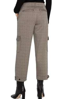 Liverpool Los Angeles Pants-PETITE UTILITY CARGO CROP WITH TAB HEM Peppercornplaid