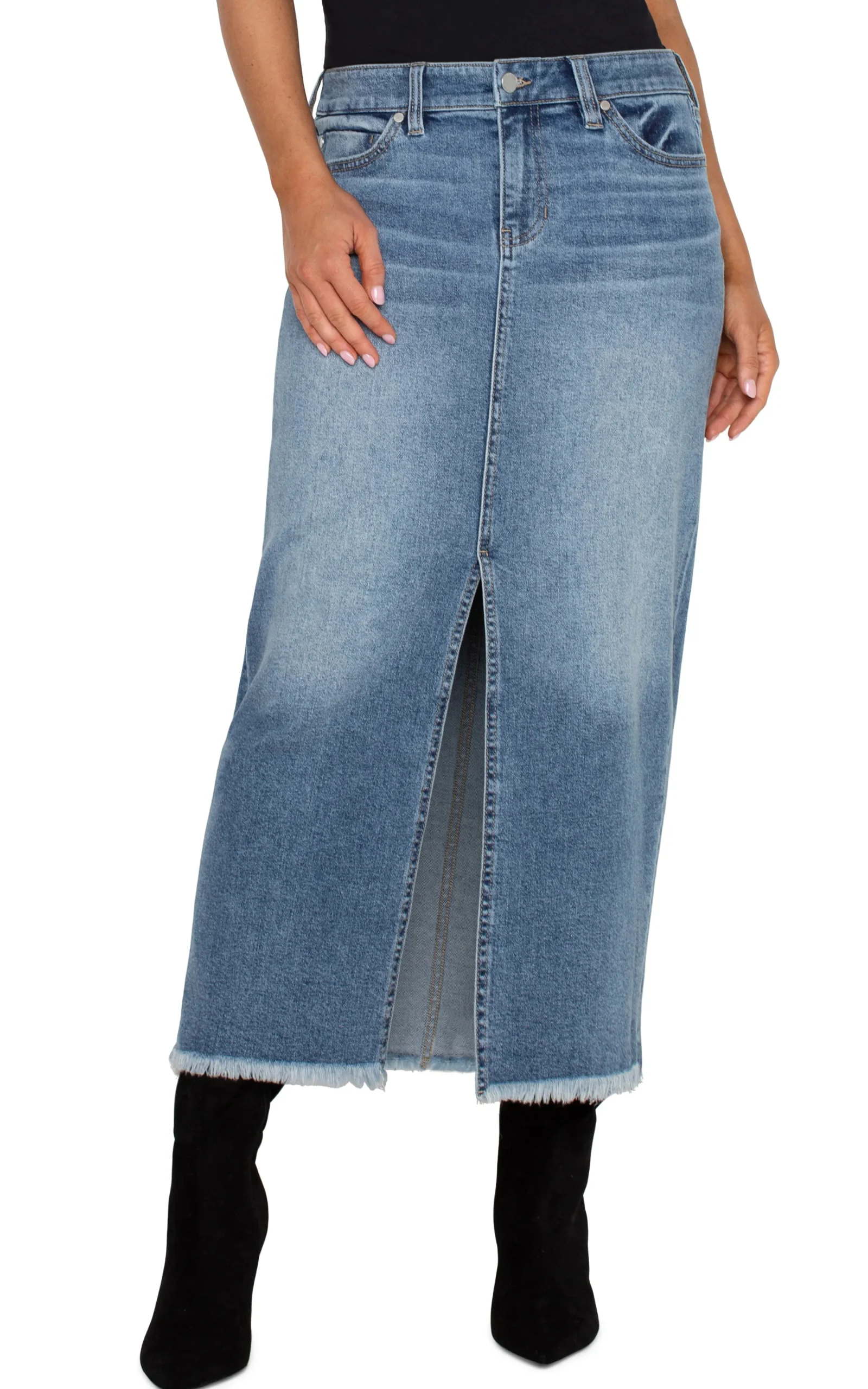 Liverpool Los Angeles Skirts|Skirts-5-POCKET FRONT SLIT MAXI SKIRT Tanglewood