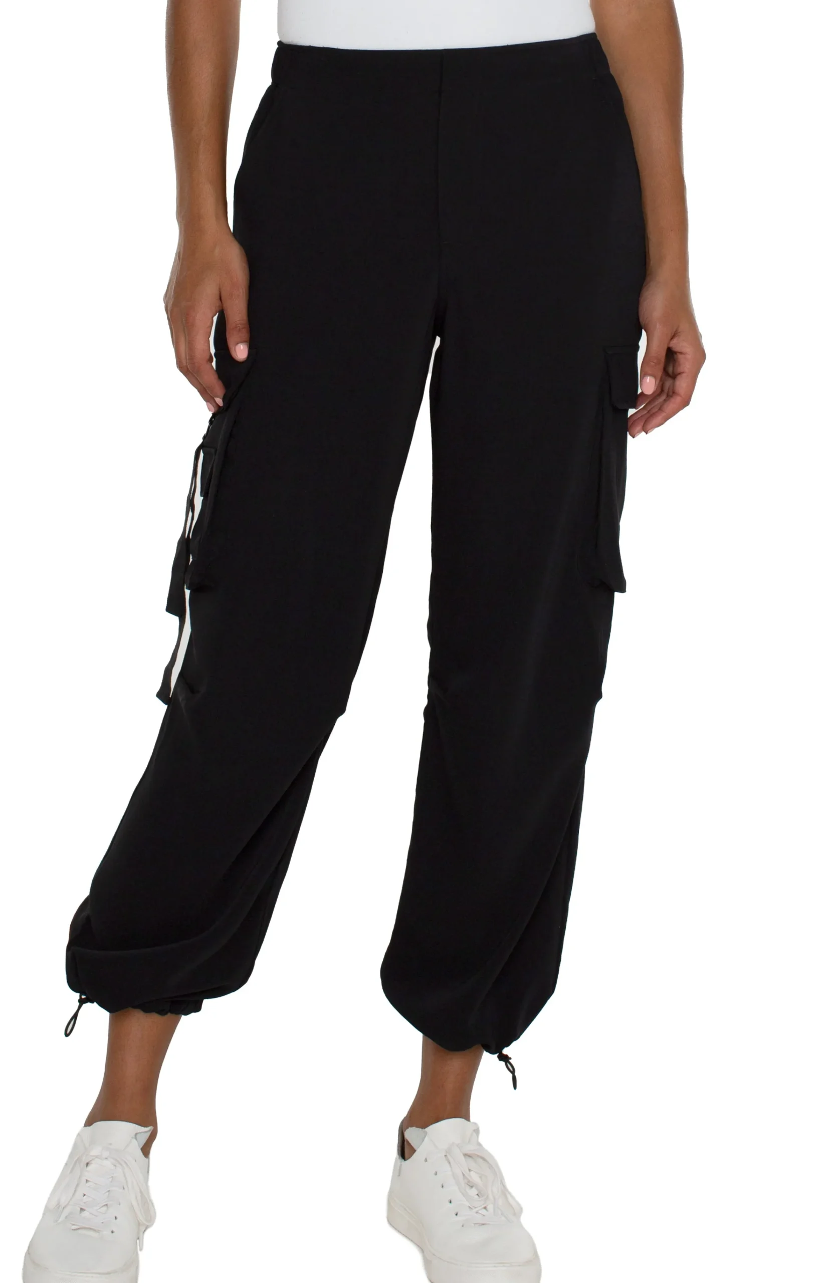 Liverpool Los Angeles Utility Pants|Pants-PULL-ON PARACHUTE CARGO PANTS Black