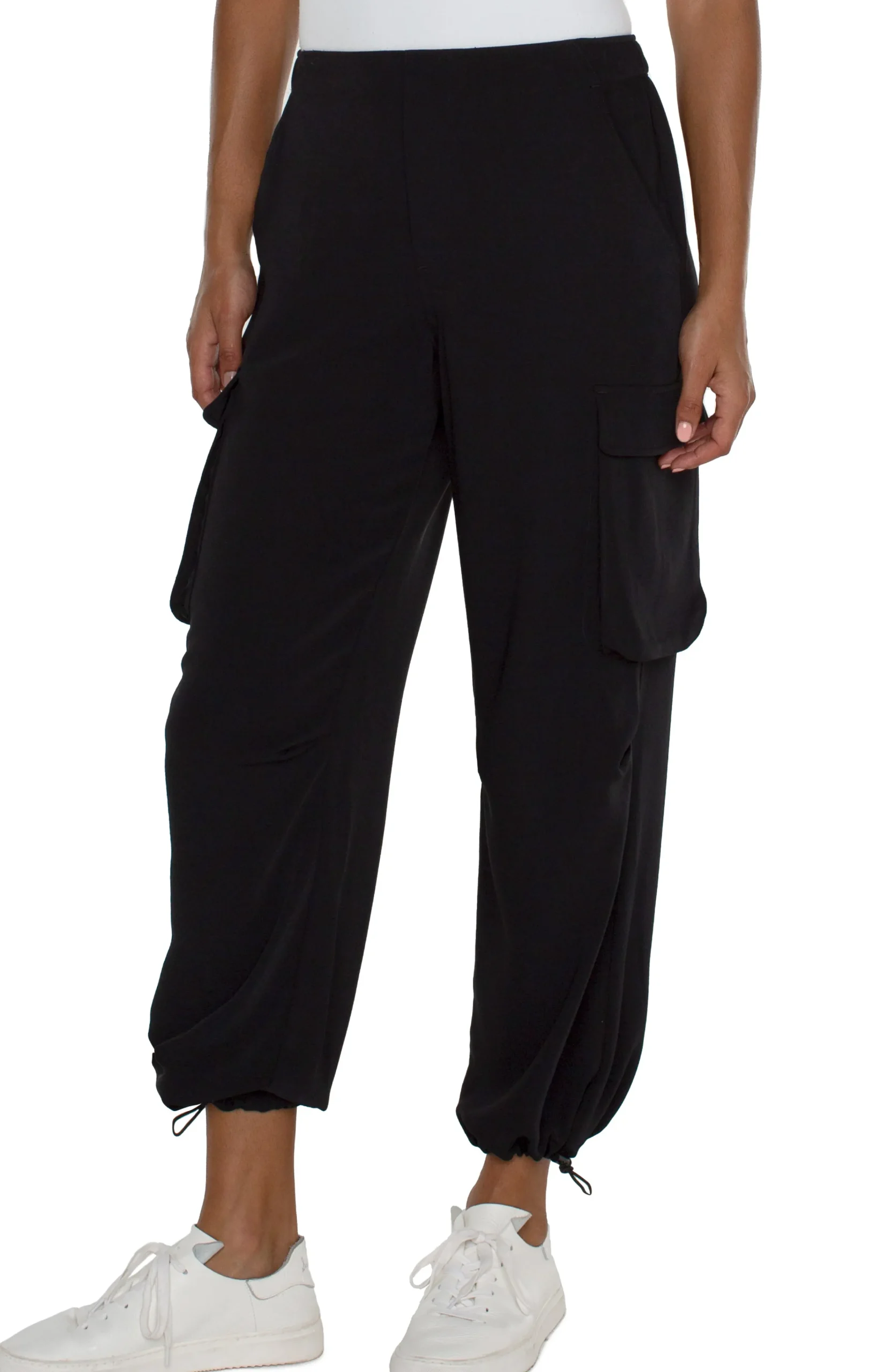 Liverpool Los Angeles Utility Pants|Pants-PULL-ON PARACHUTE CARGO PANTS Black