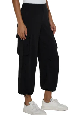 Liverpool Los Angeles Utility Pants|Pants-PULL-ON PARACHUTE CARGO PANTS Black