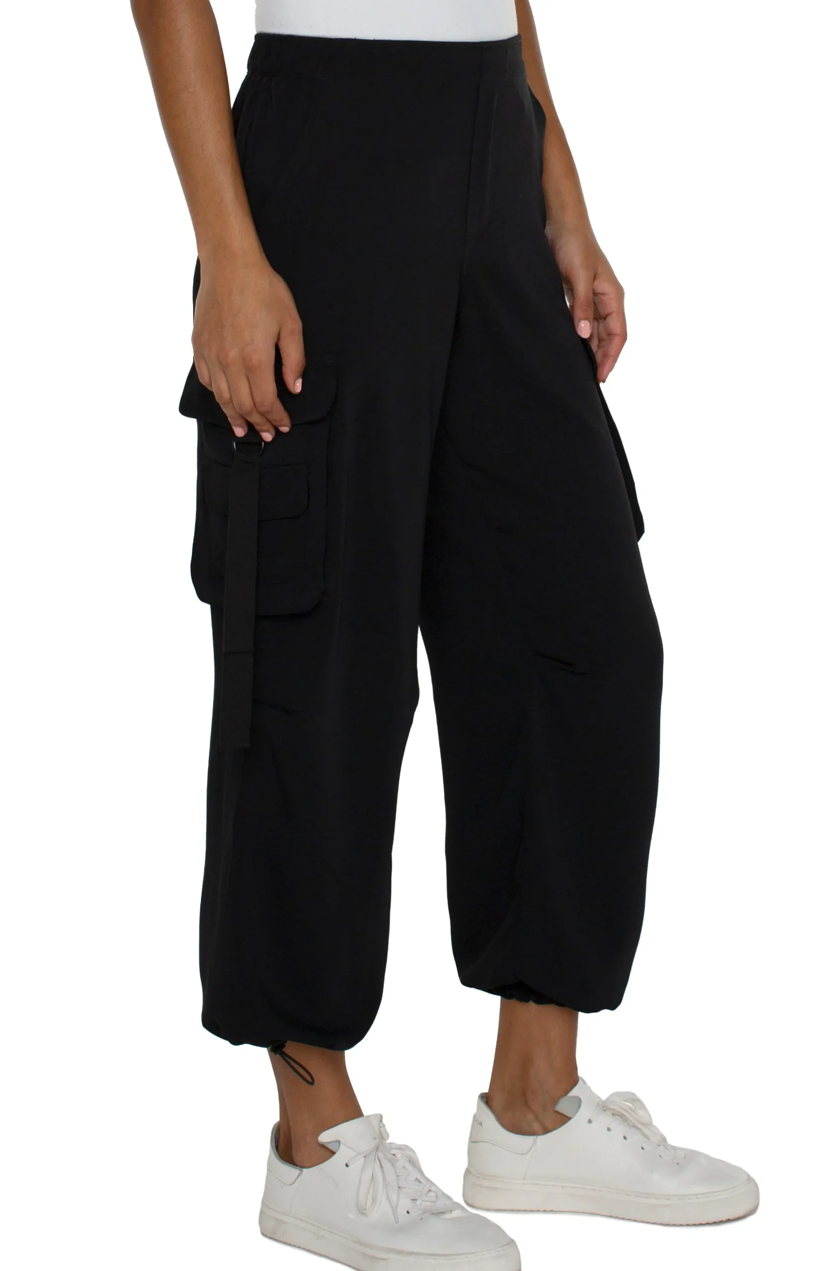 Liverpool Los Angeles Utility Pants|Pants-PULL-ON PARACHUTE CARGO PANTS Black