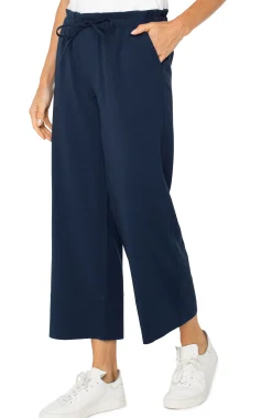 Liverpool Los Angeles Pants|Knit Pull-On-PULL-ON TIE WAIST WIDE LEG ANKLE Darknavy