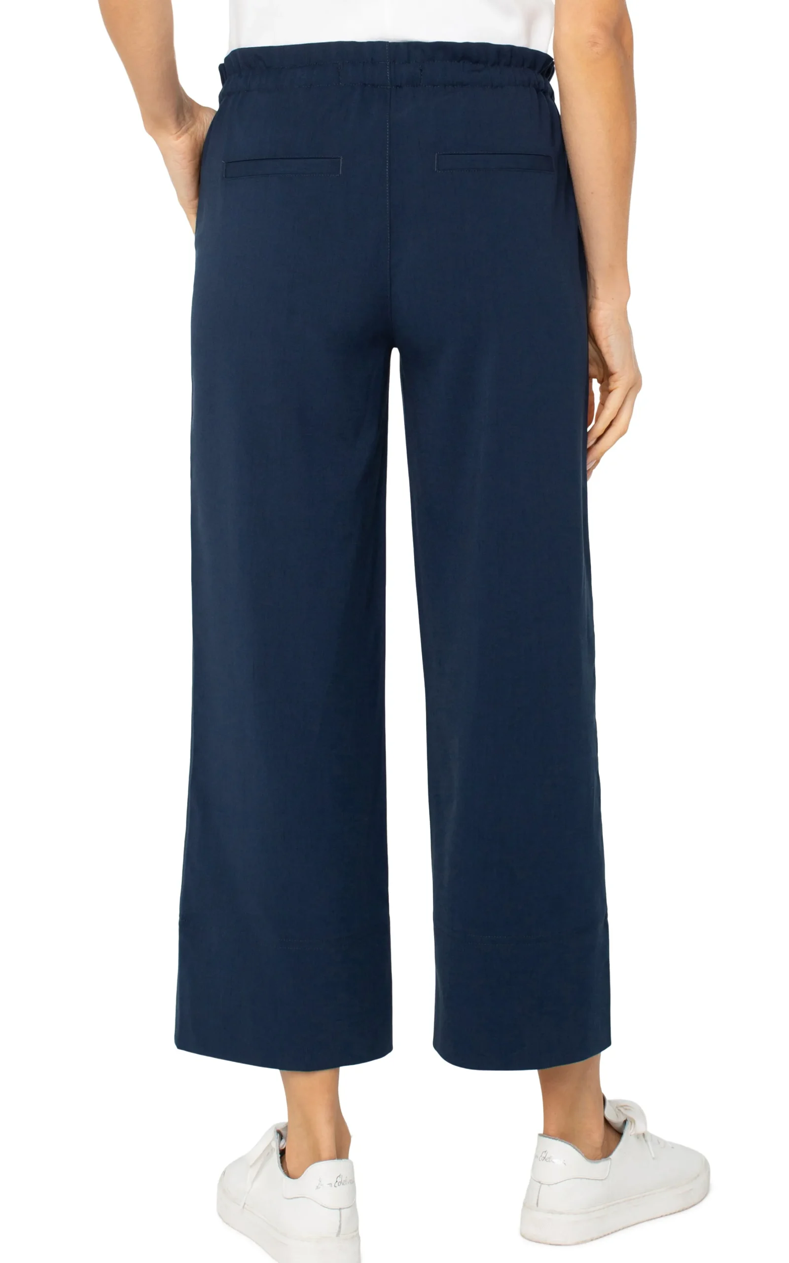 Liverpool Los Angeles Pants|Knit Pull-On-PULL-ON TIE WAIST WIDE LEG ANKLE Darknavy