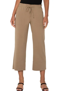 Liverpool Los Angeles Pants|Knit Pull-On-PULL-ON TIE WAIST WIDE LEG ANKLE Palosanto