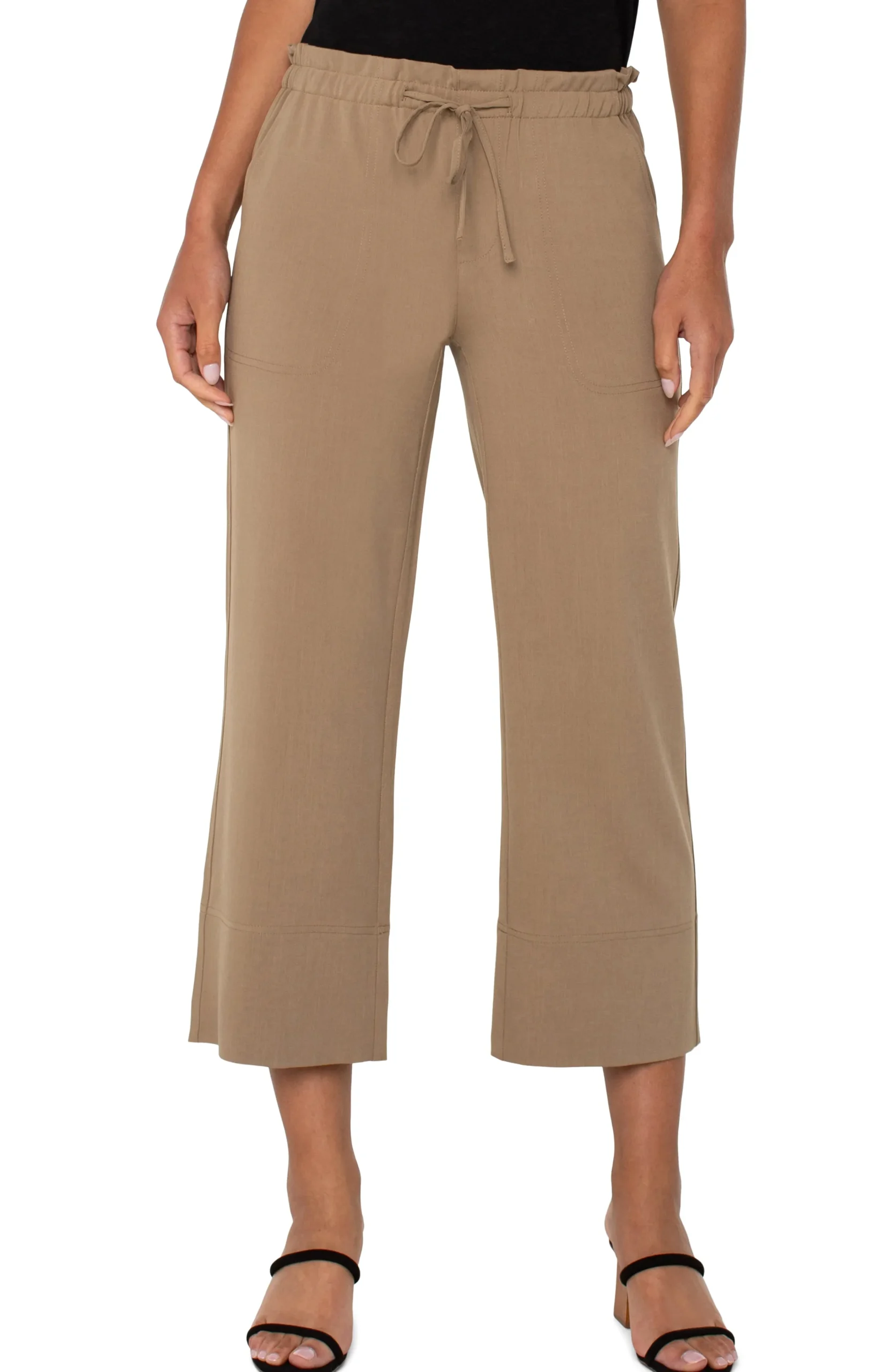 Liverpool Los Angeles Pants|Knit Pull-On-PULL-ON TIE WAIST WIDE LEG ANKLE Palosanto