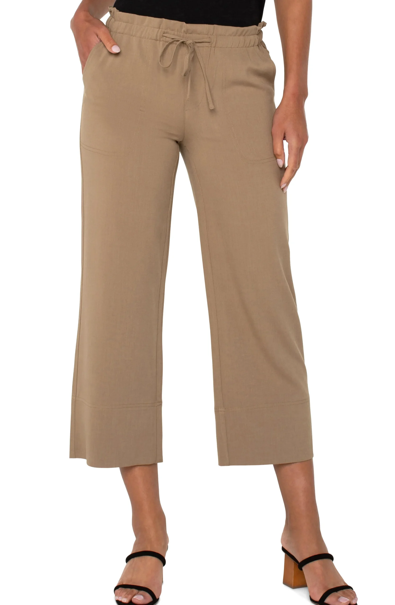 Liverpool Los Angeles Pants|Knit Pull-On-PULL-ON TIE WAIST WIDE LEG ANKLE Palosanto