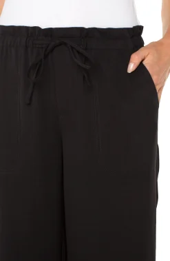 Liverpool Los Angeles Pants|Knit Pull-On-PULL-ON TIE WAIST WIDE LEG ANKLE Black