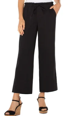 Liverpool Los Angeles Pants|Knit Pull-On-PULL-ON TIE WAIST WIDE LEG ANKLE Black