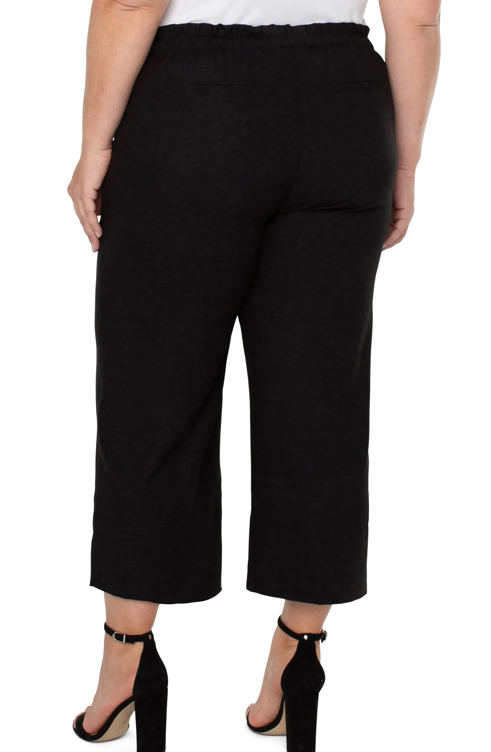 Liverpool Los Angeles Pants-PULL-ON TIE WAIST WIDE LEG ANKLE Black