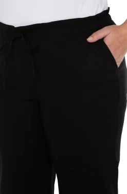 Liverpool Los Angeles Pants-PULL-ON TIE WAIST WIDE LEG ANKLE Black