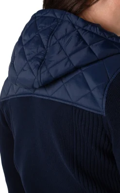 Liverpool Los Angeles Jackets-QUILTED FRONT FULL ZIP HOODED SWEATER Darknavy