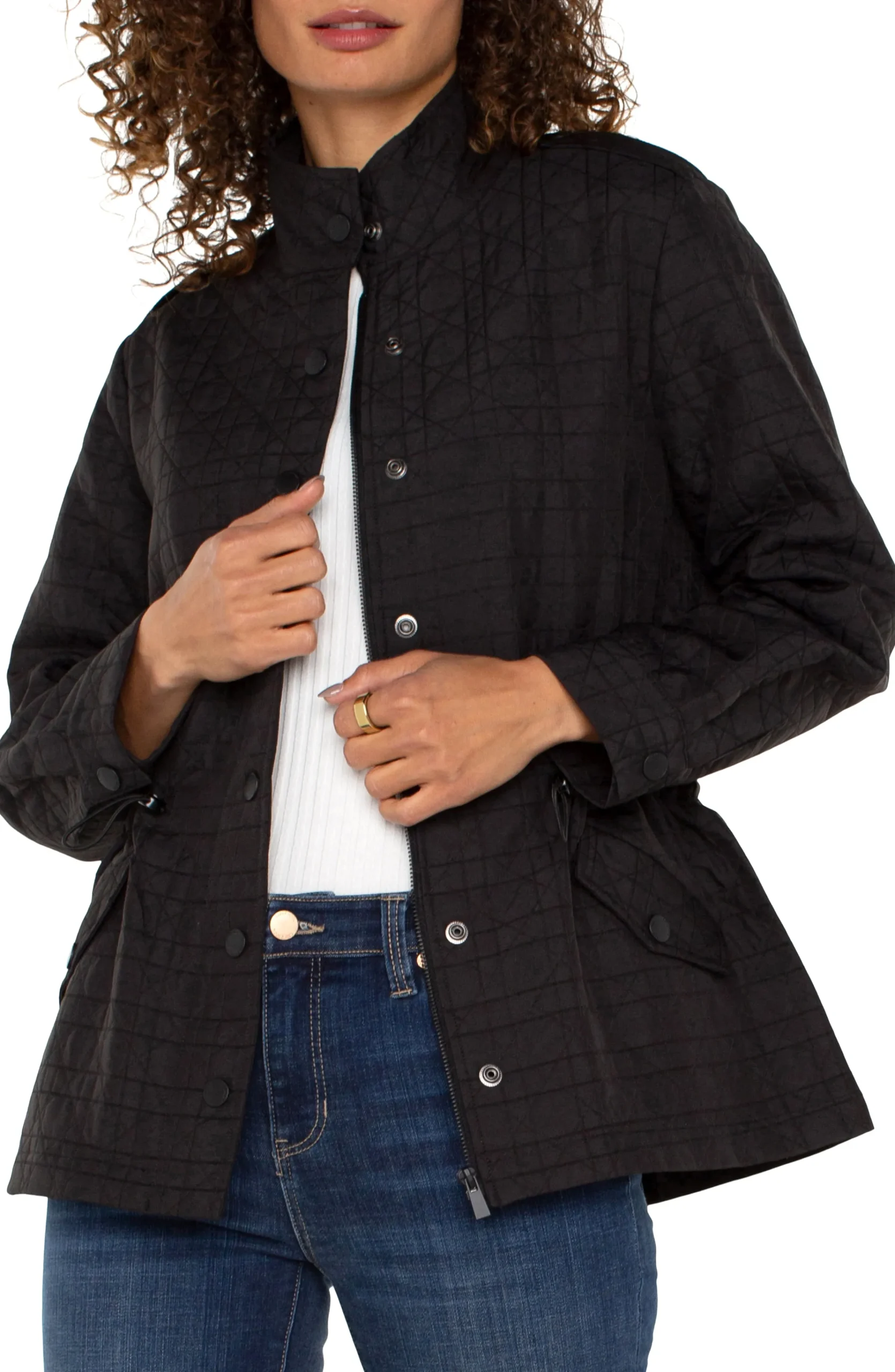 Liverpool Los Angeles Jackets-QUILTED UTILITY JACKET Black