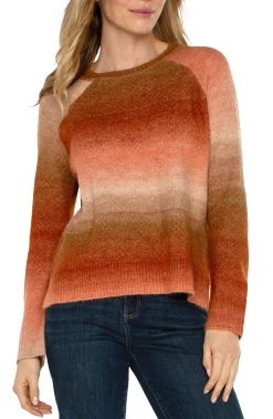 Liverpool Los Angeles Sweaters-RAGLAN SWEATER WITH SIDE SLITS Orangeombre