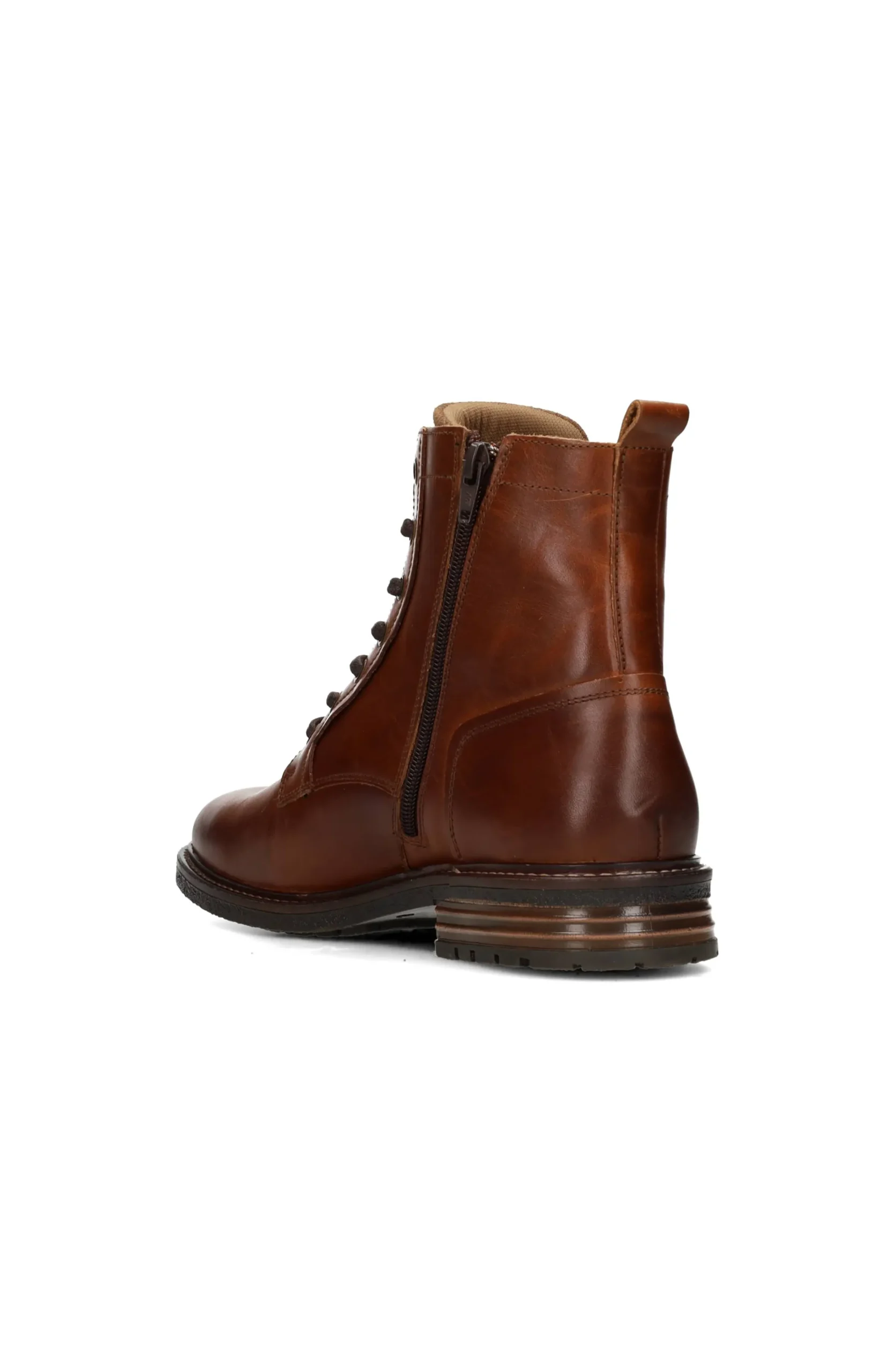Liverpool Los Angeles Boots-RICHARD BURNISHED LEATHER LACE UP BOOT Cognac