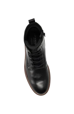 Liverpool Los Angeles Boots-RICHARD BURNISHED LEATHER LACE UP BOOT Black