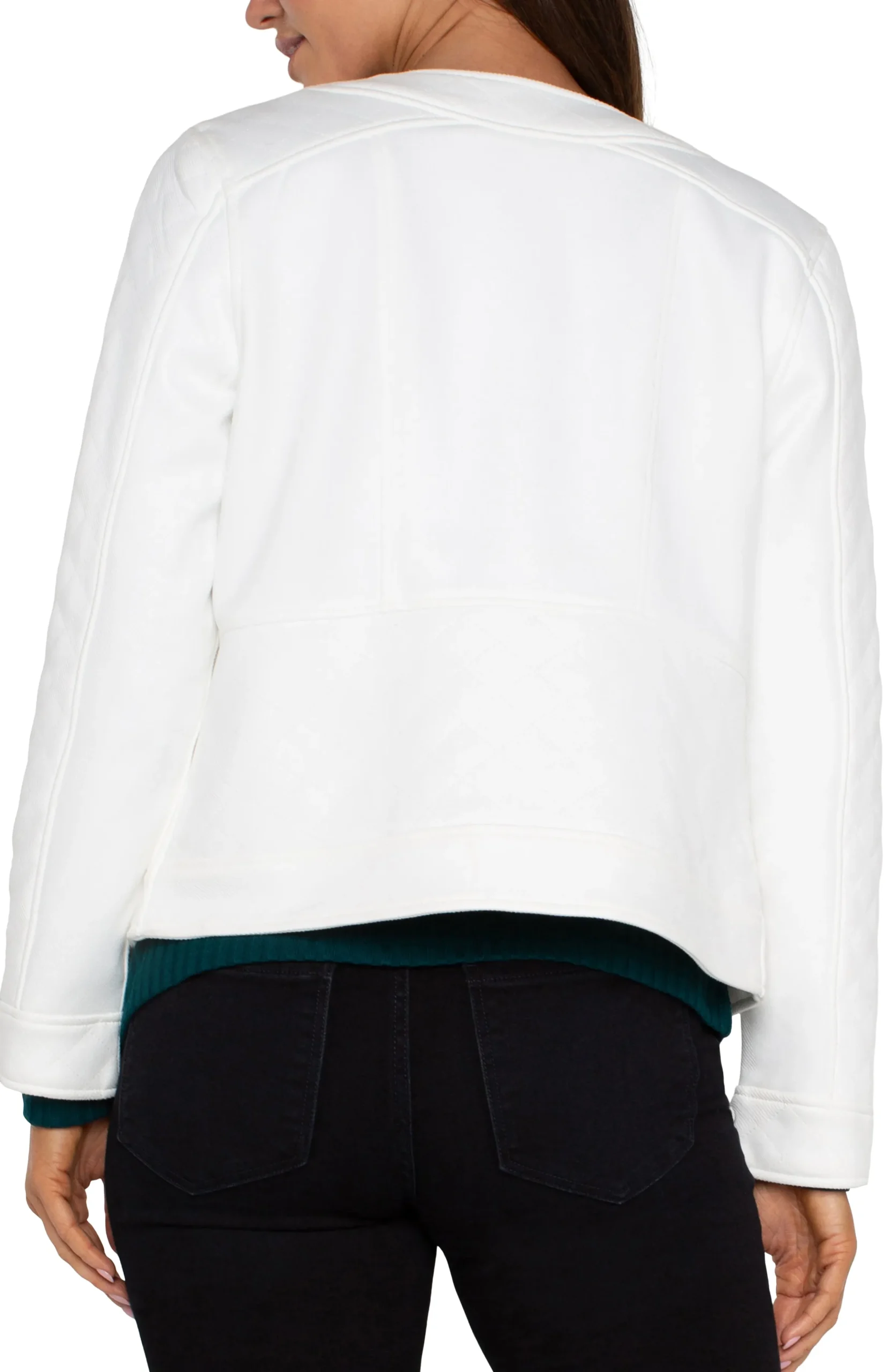 Liverpool Los Angeles Jackets-SCOOP NECK QUILTED ZIP JACKET Porcelain