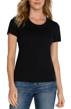 Liverpool Los Angeles Tops|Tees-SCOOP NECK SHORT SLEEVE TEE Black