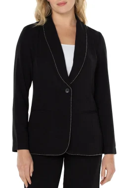 Liverpool Los Angeles Jackets-SHAWL COLLAR BLAZER WITH CHAIN DETAIL Black