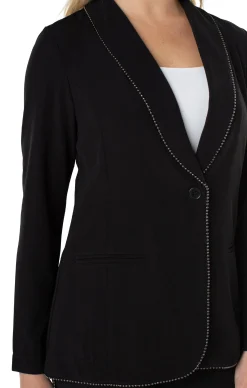 Liverpool Los Angeles Jackets-SHAWL COLLAR BLAZER WITH CHAIN DETAIL Black