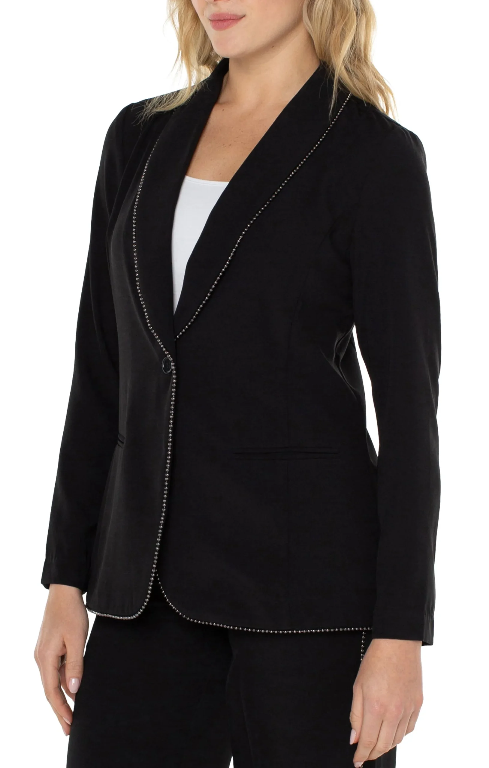 Liverpool Los Angeles Jackets-SHAWL COLLAR BLAZER WITH CHAIN DETAIL Black