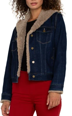 Liverpool Los Angeles Jackets-SHERPA COLLAR TRUCKER JACKET Rinse