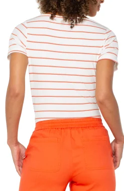 Liverpool Los Angeles Tees-SHORT SLEEVE BOATNECK KNIT TOP Whippedcreamclementinestripe