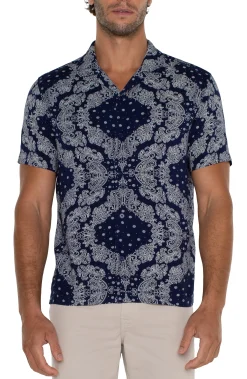 Liverpool Los Angeles Shirts-SHORT SLEEVE CAMP SHIRT Eclipseporcelain