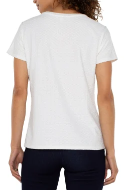 Liverpool Los Angeles Tees|Tops-SHORT SLEEVE CREW NECK TEE WITH RIB TRIM White