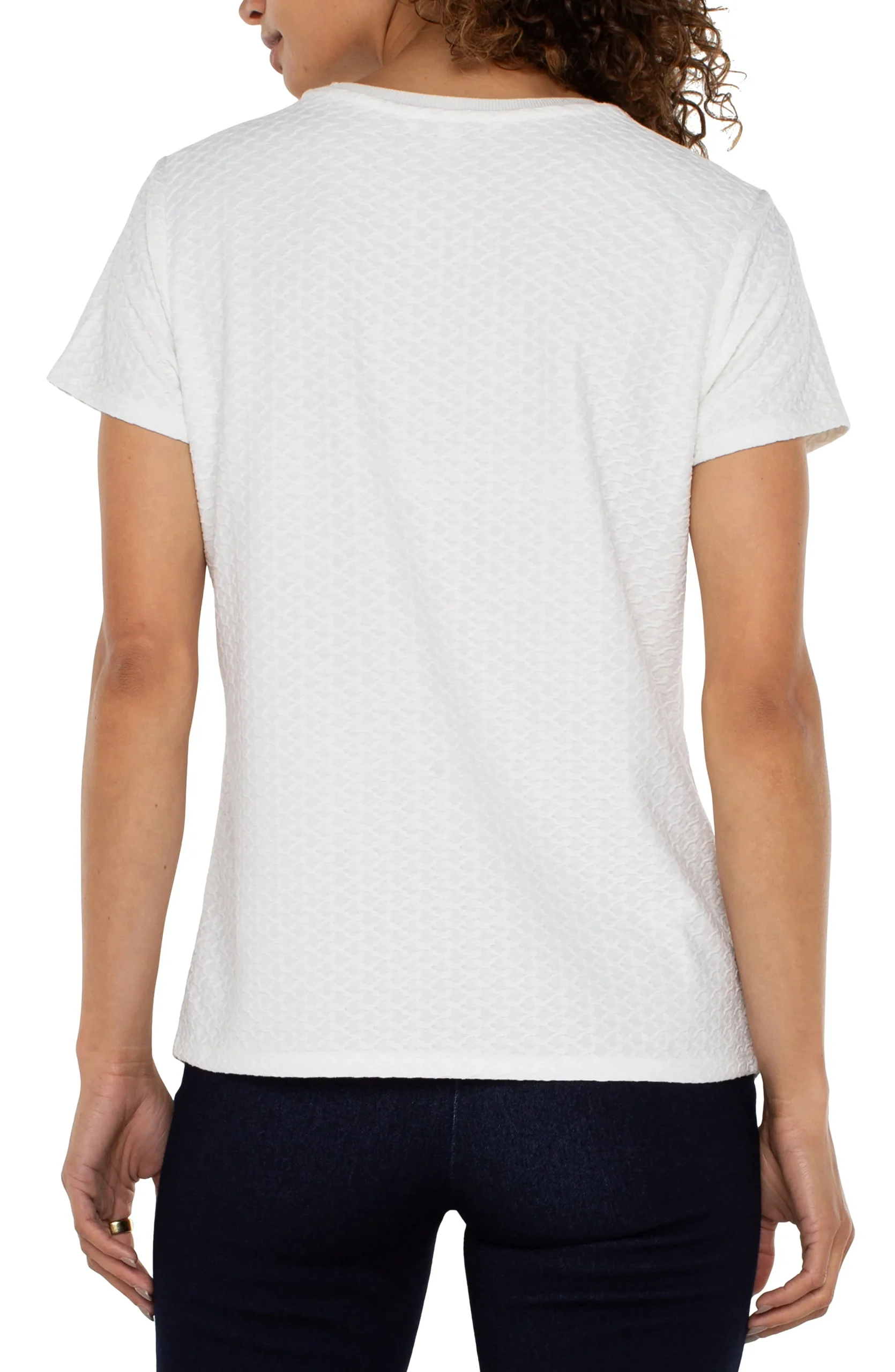 Liverpool Los Angeles Tees|Tops-SHORT SLEEVE CREW NECK TEE WITH RIB TRIM White