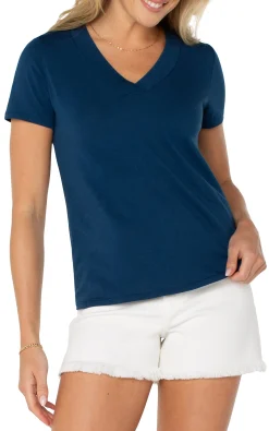 Liverpool Los Angeles Tees-SHORT SLEEVE KNIT TEE Celestialnavy