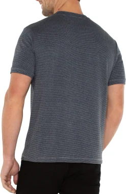 Liverpool Los Angeles Shirts|Tees-SHORT SLEEVE TEE WITH POCKET Greybluestripe