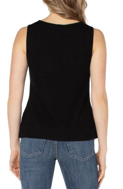 Liverpool Los Angeles Tees-SLEEVELESS BOAT NECK RIB KNIT TOP Black