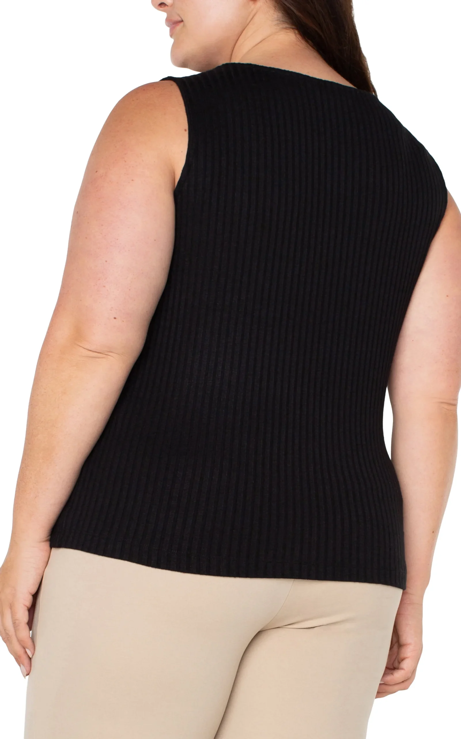 Liverpool Los Angeles Tops-SLEEVELESS BOAT NECK RIB KNIT TOP Black
