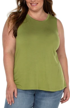 Liverpool Los Angeles Tops-SLEEVELESS SCOOP NECK TANK Avocado