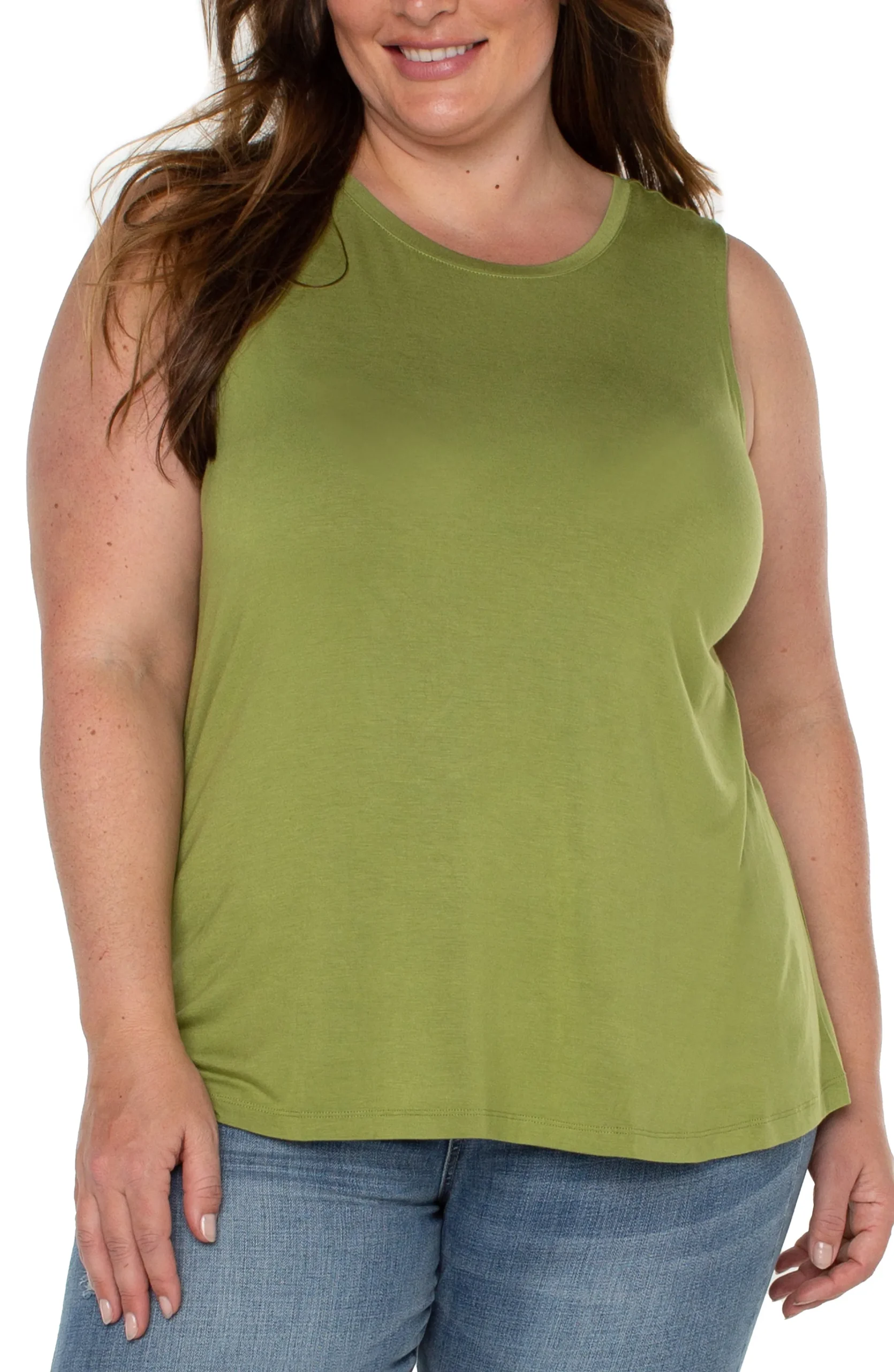 Liverpool Los Angeles Tops-SLEEVELESS SCOOP NECK TANK Avocado