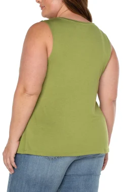 Liverpool Los Angeles Tops-SLEEVELESS SCOOP NECK TANK Avocado