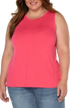 Liverpool Los Angeles Tops-SLEEVELESS SCOOP NECK TANK Watermelon