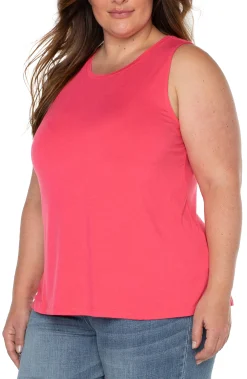 Liverpool Los Angeles Tops-SLEEVELESS SCOOP NECK TANK Watermelon