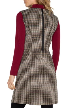 Liverpool Los Angeles Dresses-SLEEVELESS SHIFT DRESS Blacktanhoundstooth