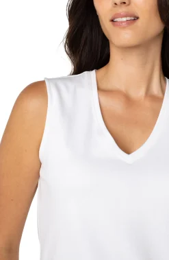 Liverpool Los Angeles Tees-SLEEVELESS V NECK KNIT TOP White