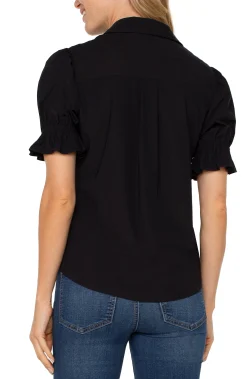 Liverpool Los Angeles Tops-SNAP FRONT KNIT SHIRT Black