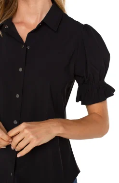 Liverpool Los Angeles Tops-SNAP FRONT KNIT SHIRT Black