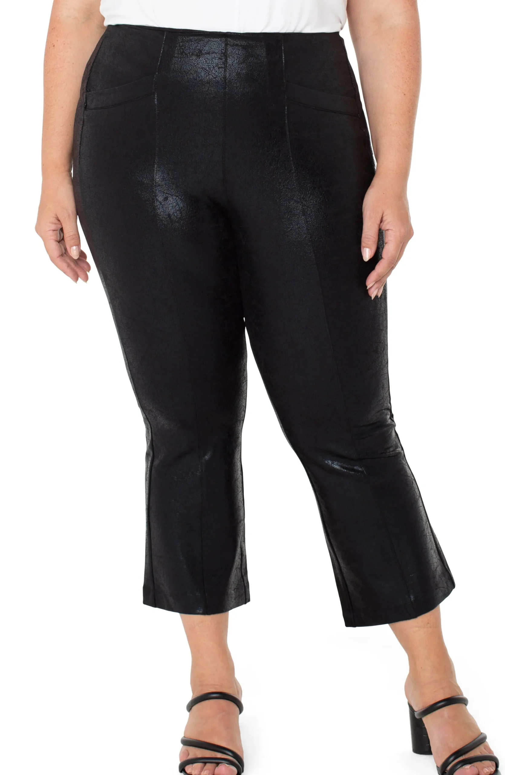 Liverpool Los Angeles Pants-STELLA KICK FLARE WITH WELT POCKETS Blackcracklecoated
