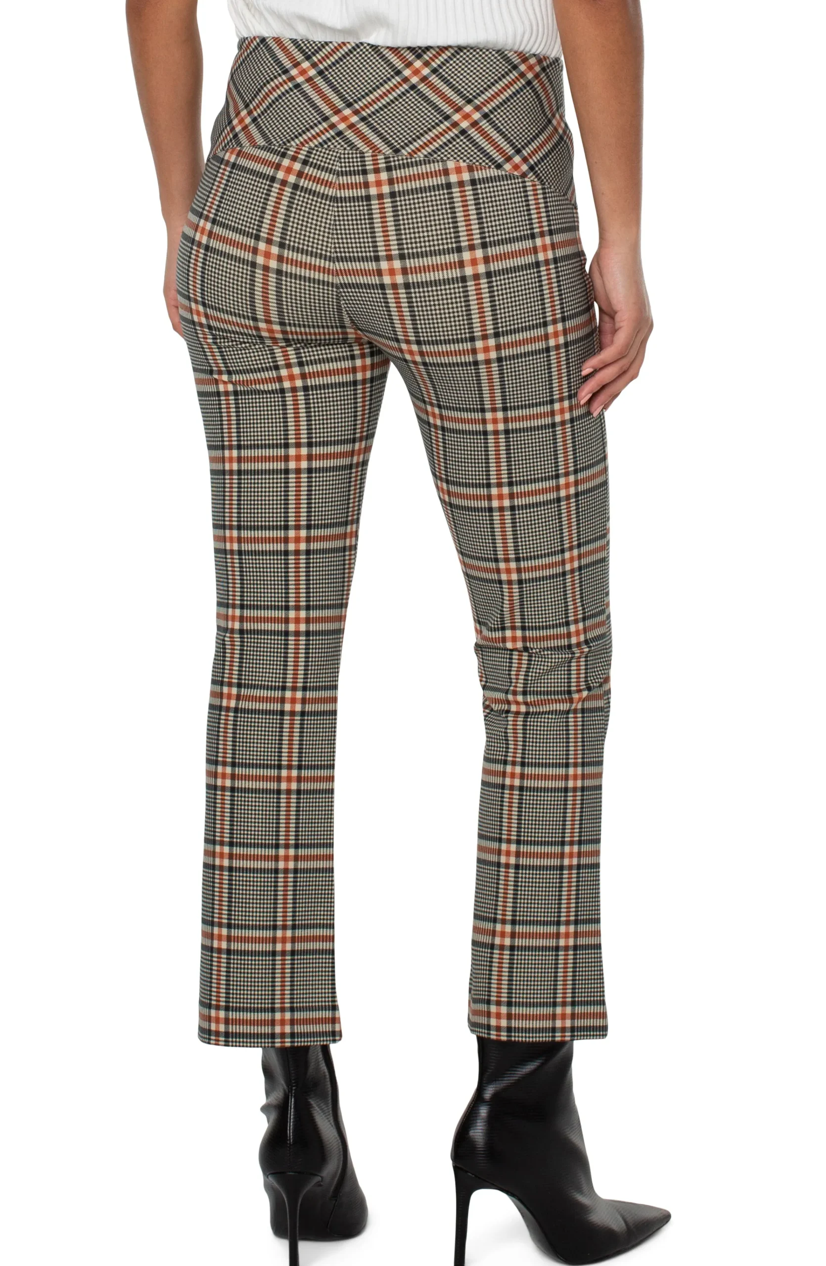 Liverpool Los Angeles Knit Pull-On-STELLA KICK FLARE WITH WELT POCKETS Blackcinnamontartanplaid