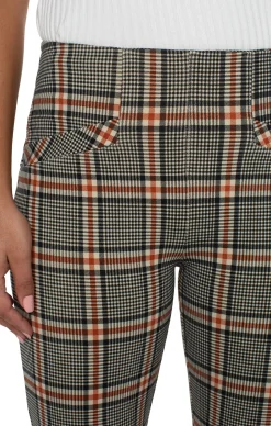 Liverpool Los Angeles Knit Pull-On-STELLA KICK FLARE WITH WELT POCKETS Blackcinnamontartanplaid