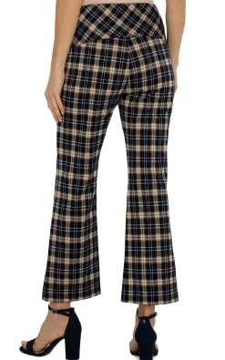 Liverpool Los Angeles Pants|Knit Pull-On-STELLA KICK FLARE WITH WELT POCKETS Darknavytartanplaid
