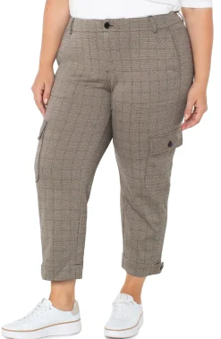 Liverpool Los Angeles Pants-UTILITY CARGO CROP WITH TAB HEM Peppercornplaid